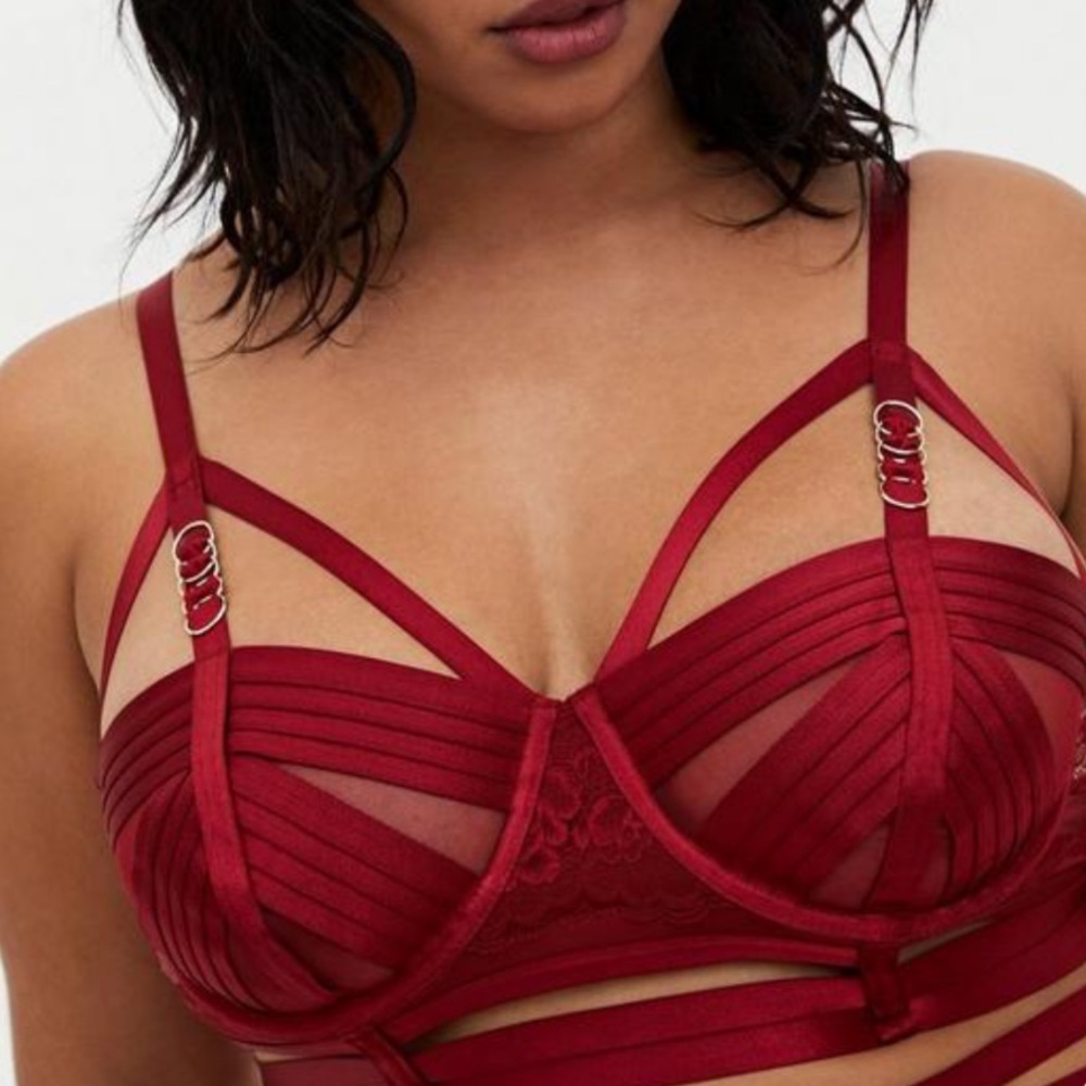 NWT Torrid Straps And Rings Satin Underwire Bra With Mesh Cup